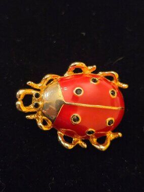 Lady Bug Pin Brooch Gold Tone Enamel